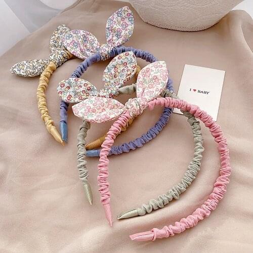 Retro flowers Print kids Hairband Bowknot Headband Cloth Rabbit Ears Hairband Women Girls Accessories Head Hoop Jewelry