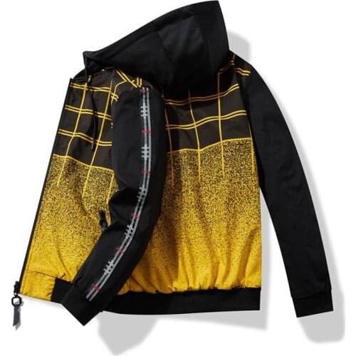 Mens Windbreaker Jackets Youth Korea Fashion hooded Print Casual Coat Male Clothing New Spring Autumn Jackets Men Dropshipping