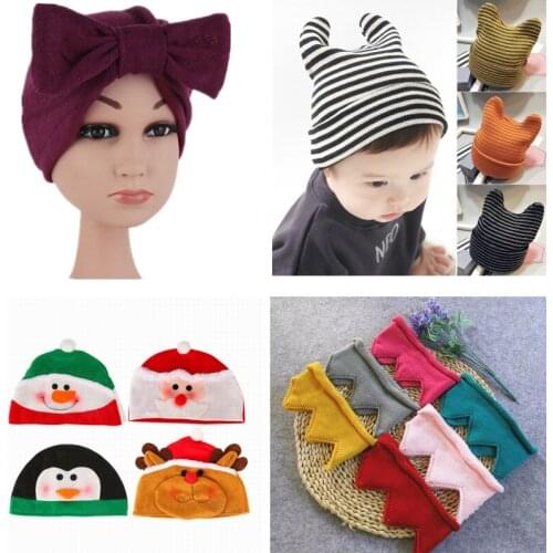 Knitted Hats Children Cute Cat Ears Crochet Wool Cap Elasticity Crown Headbands Hat Boys And Girls' Flanging Hat Accessories