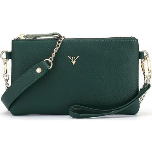 Genuine lether Womens Wallet with Strap 2019 New Fashion Should Bag Long Purse Women Clutch Black Green Khaki Gray Red Wallet