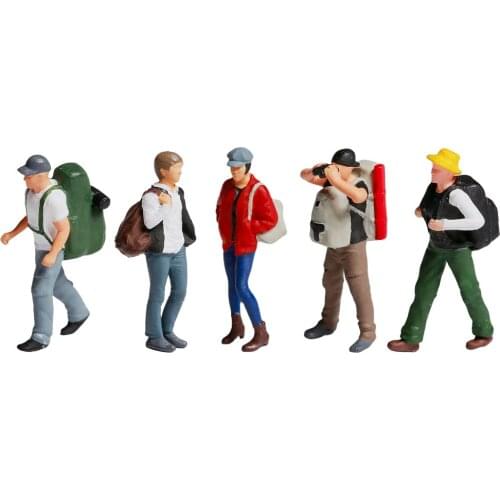 1:87 HO Resin People Character w/ Backpack Doll for Micro Scene DIY Street Scene Railway Model Decor Figure Statue 2cm Tall