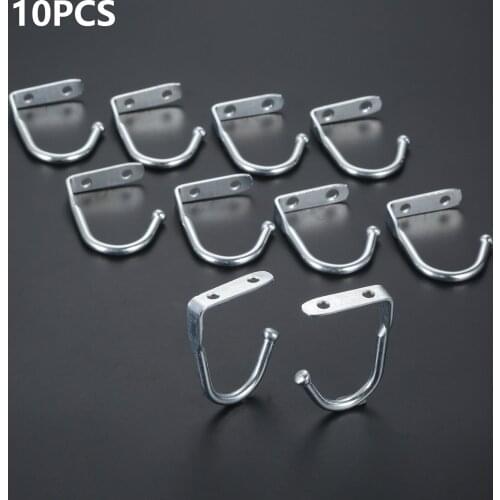 10pcs Ceiling Prong Hook Solid Metal Hanger 58mm Wall Mount Cabinet Kitchen Storage Bathroom Double Holes Key/Mask/Bag/Hat/Coat
