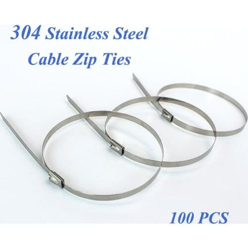100PCS Multi-Purpose Locking Cable Metal Zip Ties 304 Stainless Steel Metal Zip-Exhaust Wrap Coated Cable twist Ties Locking