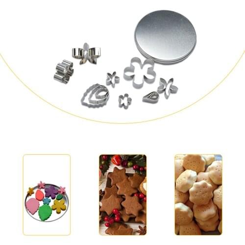 12Pcs/set Stainless Steel Baking Molds Cookie Biscuit Chocolate Cake DIY Mold Flower Shape Cutter Baking Mould Tool