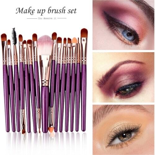 15pcs Face Powder Beauty Lip Eye Brush Set Durable Practical Makeup Applicator Women Enduring Cosmetic Makeup Tools