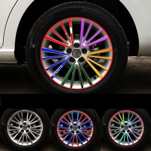 16 Inch Red Blue Green Laser Silver Purple Gold Carbin Fibre Decorative Wheels / Rims Stickers For Volkswagen Bora BA096