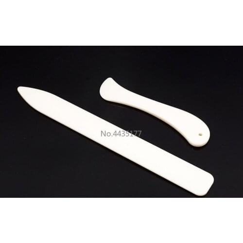 2pcs white bovine bone-like plastic osteoplasty trimmer line-pressing and edge-sealing DIY leather tool bone-color origami knife