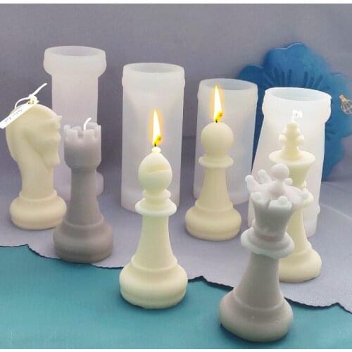 3D Chess Candle Mold Silicone Mold Aromatherapy Candle Mold Candle Making Silicone Mold for Plaster Resin Mold Candle Making Kit