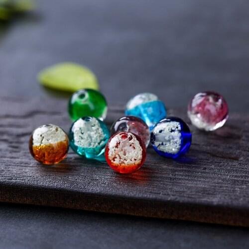 5 Pieces/Lot 12mm Luminous Lampwork Glass Beads Round Flower Beads Charm Diy Jewelry Making Women Gifts