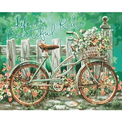5D DIY Diamond Painting Full Square/Round Drill "Flower Bicycle" 3D Rhinestone Embroidery Cross Stitch Gift Home Decor