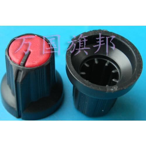 Free Delivery. Plastic potentiometer knob high 16 mm diameter 15 mm red black and red