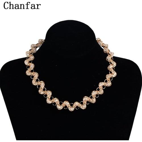 Chanfar Wholesale Alloy Mesh Necklace With Shinning Crystal Inside Of Chocke Necklace