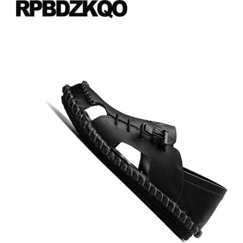 Black breathable shoes fashion outdoor casual designer beach waterproof native water slip on men sandals leather summer 2019