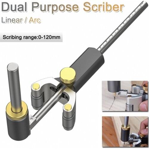 Wood Scribe Tool 0-120mm Wheel Marking Gauge Adjustable Linear Arc Scriber Woodworking Tool Sliding Marking Tool With Pencil
