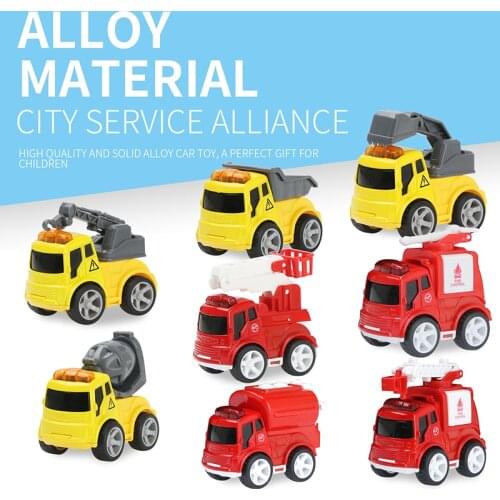 Kids Toys Pull Back Alloy Engineering/Fire Truck Car Model Diecast Educational Toys For Children Boy Gifts