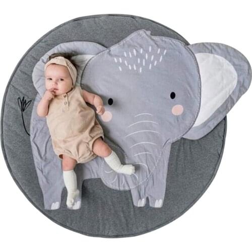 90cm Kids Round Crawling Mat Cute Cartoon Baby Adventure Carpet 100% Cotton Childrens Floor Play Game Mat Kids Room Decorations