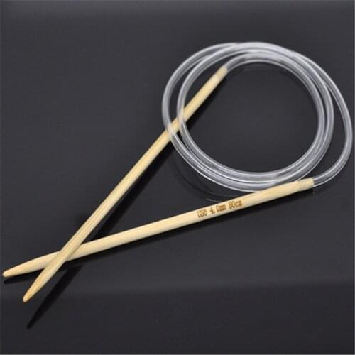 DoreenBeads Bamboo Circular Knitting Needles Transparent Tube Crochet Hooks Needlecrafts Tool 80cm(31 4/8") long,1Pair
