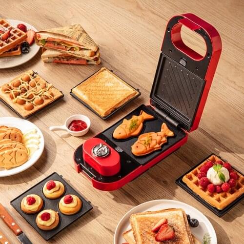 Electric Sandwich Maker Waffle Maker Toaster Donuts Baking Multifunction Breakfast Machine Takoyaki Sandwichera 220V EU