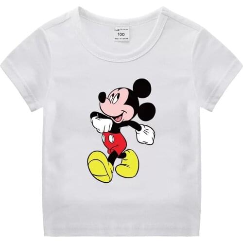 Disney Minnie Mickey Mouse T-shirt Summer Kids Boys T Shirt Baby Girls Tees Tops Cartoon Short Sleeve Print Childrens Clothes