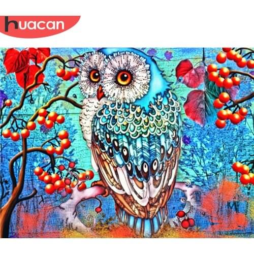 HUACAN 5d Diamond Embroidery Owl Cross Stitch Kit Diamond Painting Animal Full Square Picture Of Rhinestone Mosaic Home Decor