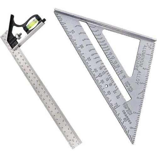 Adjustable Engineer Ruler -2 Piece 300mm Adjustable and Measuring Square Ruler Engineer Combination Try Square Set Right Angle R