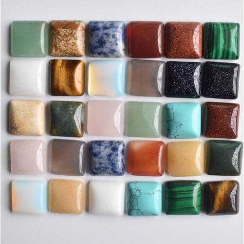 Fashion natural stone mixed Square CAB CABOCHON beads for DIY jewelry Accessories wholesale 30pcs/lot free shipping