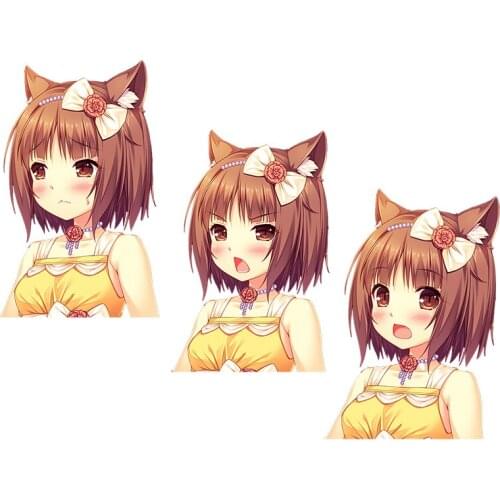 Three Ratels CA68 NEKOPARA_CHRONICLE Azuki cute cat ear girl Waterproof Decal on Wall Fridge car hood moto gift laptop