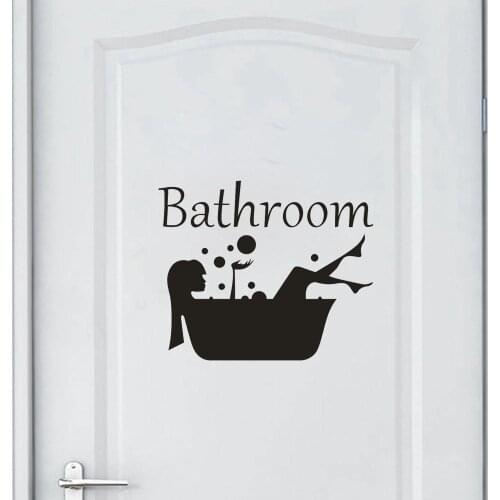 Bathroom beauty girl in bathtub Wall stickers artistic design stickers home decoration wall decals sticker for glass window deco