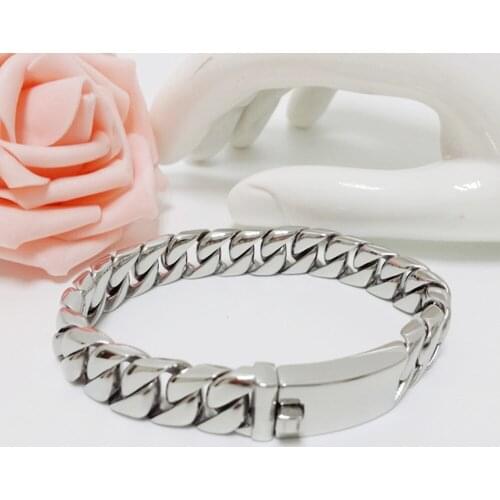 New Fashion Link Chain Stainless Steel Bracelet Men Heavy 12MM Wide Mens Bracelets Bicycle Chain Wristband 20cm/22cm