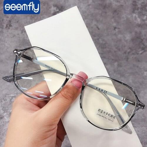Seemfly New Alloy Ultralight Glasses Frame Goggle Anti Blue Light irregular Eyewear Women Trend Vintage Retro Frame Brand Design