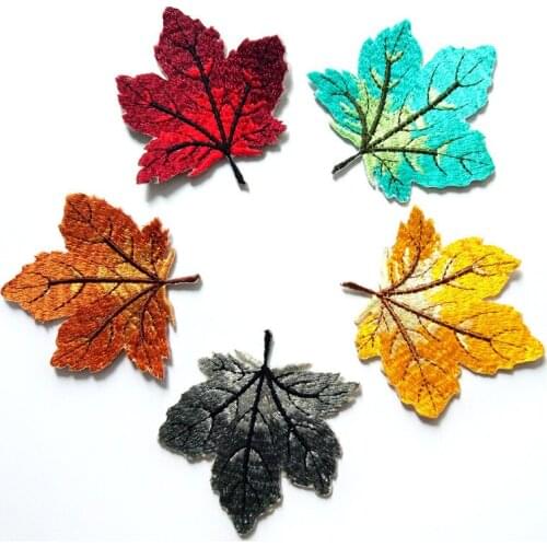 Maple Leaf Embroidered Patch DIY Cloth Stickers Adhesive Cloth Tape Clothing Bags Accessories Patch Iron on Patches New 2021