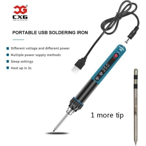 CXG 968 USB Soldering Iron Electric Mini Portable Adjustable Constant Temperature Sleep Function LED Display Weld Tools 24V 230W