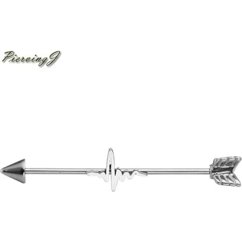 PiercingJ Barbell Helix Cartilage Top Upper Ear Studs Earrings Body Piercing Jewelry Stainless Steel Beating haert Industrial