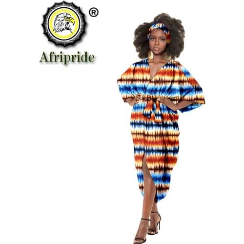 African Dresses for Women Match Print Headband Open Front Half Sleeve Plus Size Loose Dress with Belt Ankara Dress S2125045