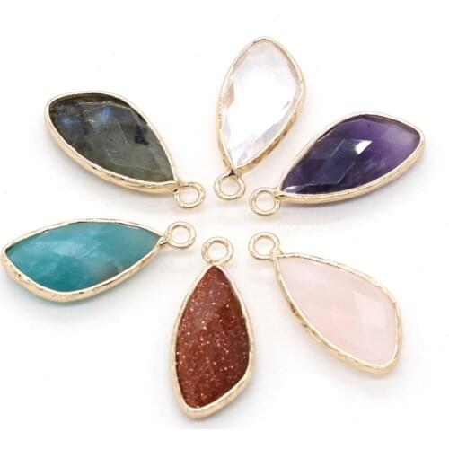 Natural Crystal Stone Pendant Waterdrop Shape Agates Amethysts Amazonite Stone Charms for Jewelry Making Necklace Bracelet Gift