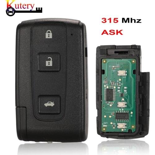 Kutery Keyless-Go Remote Car Key For Toyota Crown 2006-2010 3 Buttons 315MHZ TOY48 Uncut Blade ID74 Chip Board No: 0030