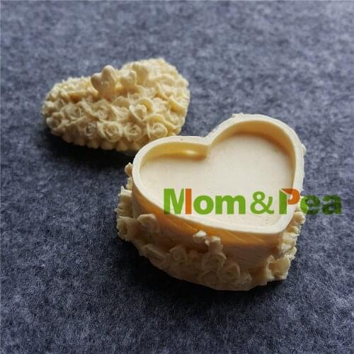 Mom&Pea 1398 Free Shipping Heart Shape Box Set Silicone Mold Cake Decoration Fondant Cake 3D Mold Soap Mold Food Grade
