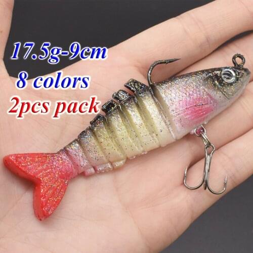 2PCS 9cm-17.5g Silicone Segment Fish Fishing Lures Soft Bait Artificial Worm Fish Lure Sinking Swimbait Fishing Tackle X