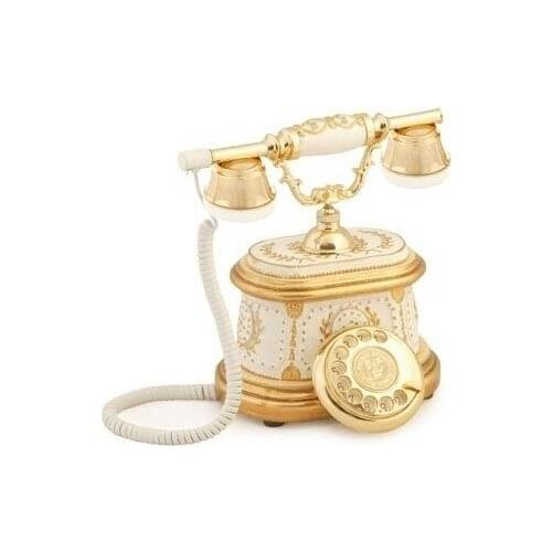 Anna Bell Fortress Wood White Gold Phone antique classic telephone старый классический телефон