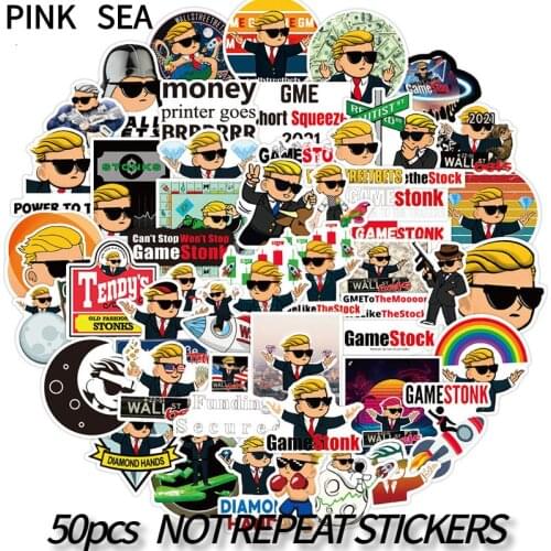 10/30/50Pcs/set Wallstreetbets Cartoon Cool GameStop Stickers For Phone Case Laptop Skateboard Scrapbook Kids Suitcases Decal