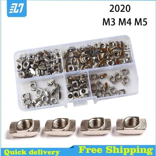 20 Series Slot T-nut Sliding T Nut Hammer Nut Fasten Connector 2020 Aluminum Extrusion M3 M4 M5 Assortment Kit