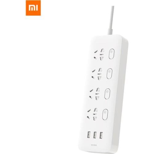 Xiaomi Mijia Power Socket Strip With Control Switch 3 USB 4 Ports Big Plug Extension Patch Board EU 2500W For Smart XiaoMi Home