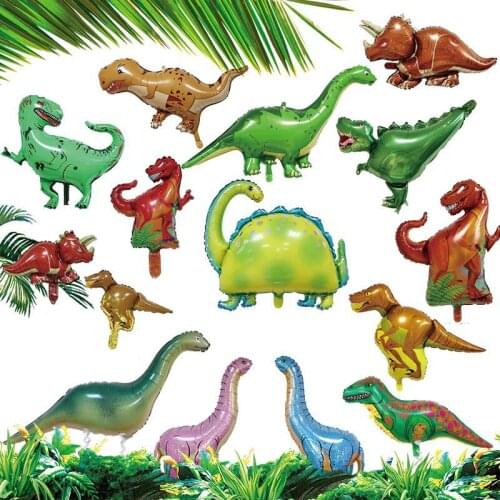 Party green dinosaur Foil Balloon Birthday party decoration Kids Toy Inflate helium Ballon animal zoo theme decorate ball