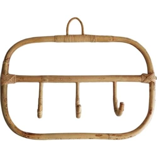 Nordic Vintage Rattan Wall Hooks Clothes Hat Hanging Hook Crochet,Hangers for Home Hotel Dorm Decor,Clothes Organizer Retail