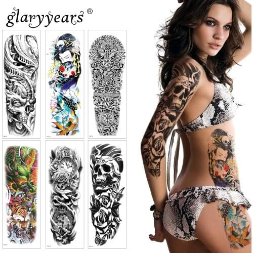 Glaryyears 1 Pc Populor Large Arm Temporary Tattoo Sticker Person And Tiger Fake Sleeve Flash Waterproof Big Body Art Men Female