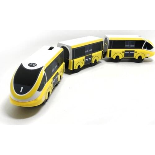 W-12 Free shipping yellow Toy Train Electric Magnetic Locomotive Compatible Rail Toy Train Wooden Lane Set NEW Gift