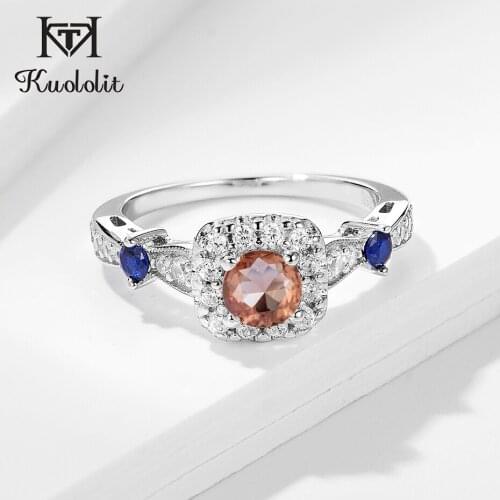 Kuololit Diaspore Gemstone Ring for Women Solid 925 Sterling Silver Jewelry diaspore Halfsize Ring for Wedding Fine Jewelry