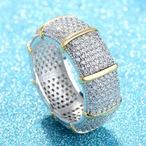 Zlxgirl jewelry full round AAA mirco paved zircon wedding rings for bridal jewelry Gold rhodium mixed plated women finger rings