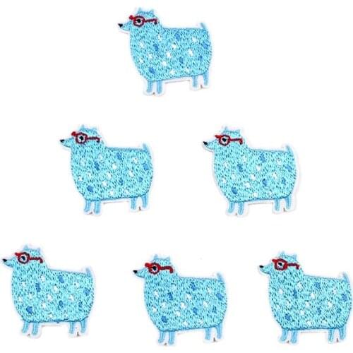 10pcs Catoon Sheep Stickers DIY Embroidery Patch Cartoon Animal Patches Sewing Jeans Coats Backpack Shirts Dress Fabric Applique