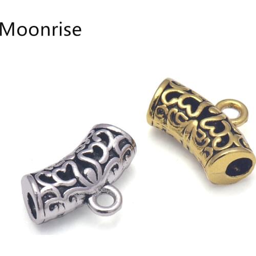 20pcs Antique Tibetan Silver Charm Bail Tube Beads Spacer Beads, Pendant Connectors For Bracelet Necklace Jewelry Making